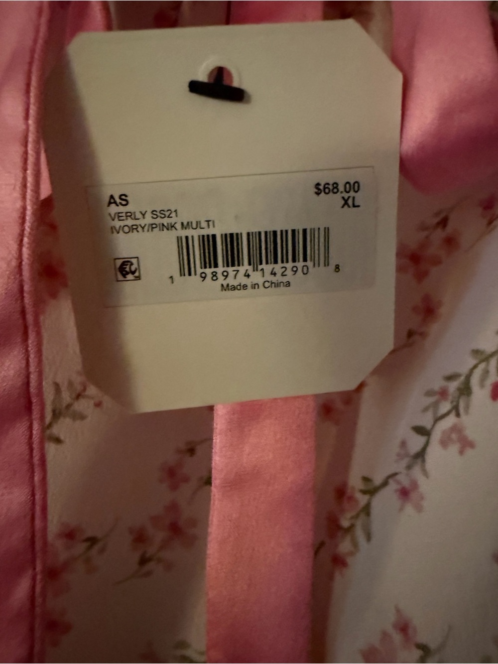 Altar'd State White Mini Dress with Pink Floral Print and Pink Ribbon - Picture 4 of 4
